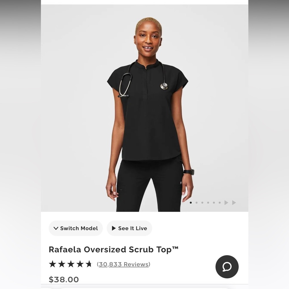 FIGS BLACK RAFAELA OVERSIZED SCRUB TOP + ZAMORA JOGGER SCRUBS PANTS